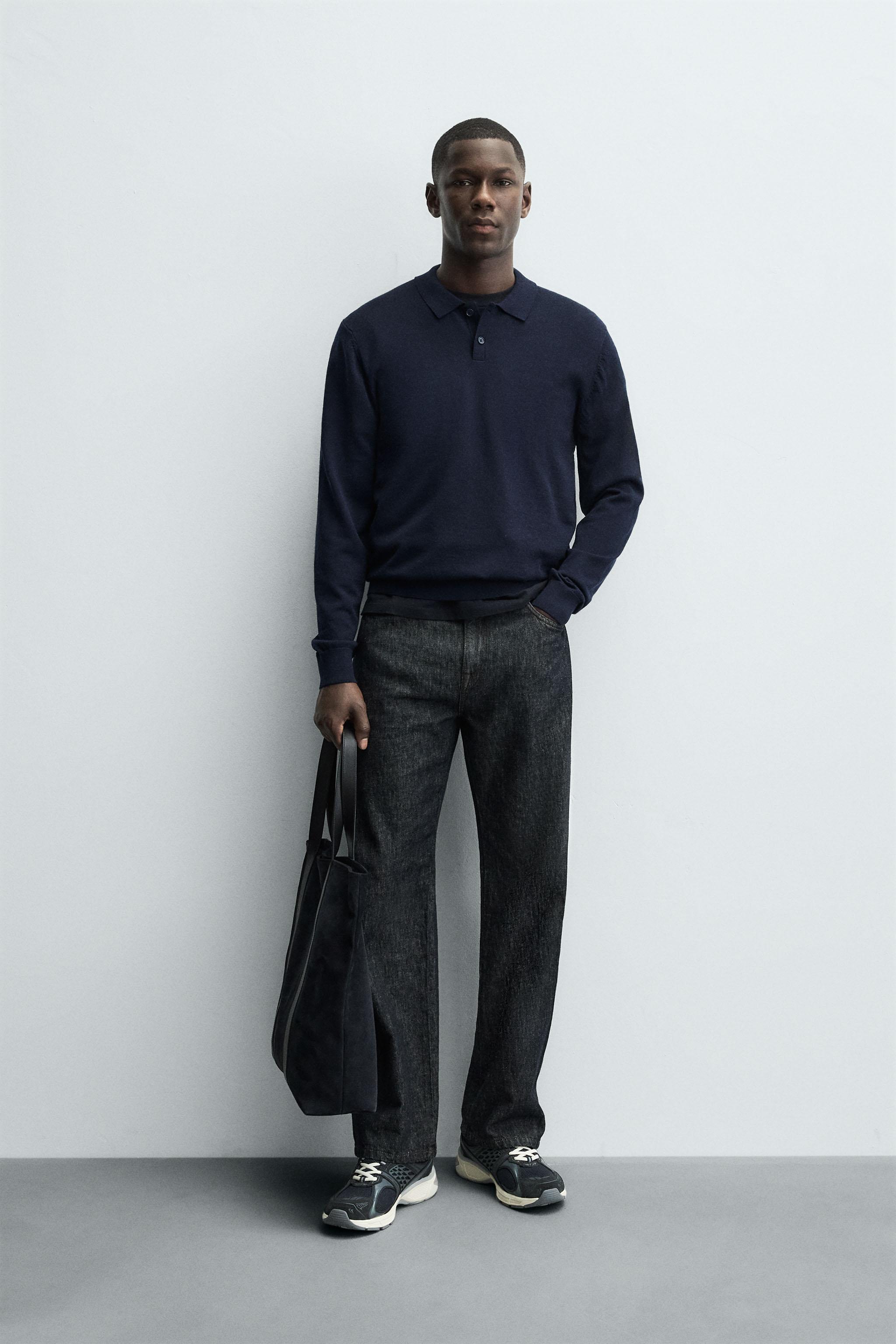 v_HM_v_1piu1uguale3 ジローラモコラボセットアップネイビ ウール100% ニットポロ - ネイビーブルー | ZARA Japan / 日本