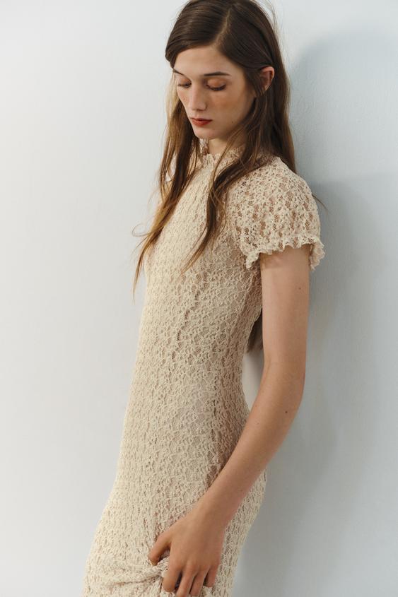 zara lace dress MIDI - Ecru Modest Clothing Final Sale sa_AU_FP_High Stock Yellow dry flat Imported Size:30x32