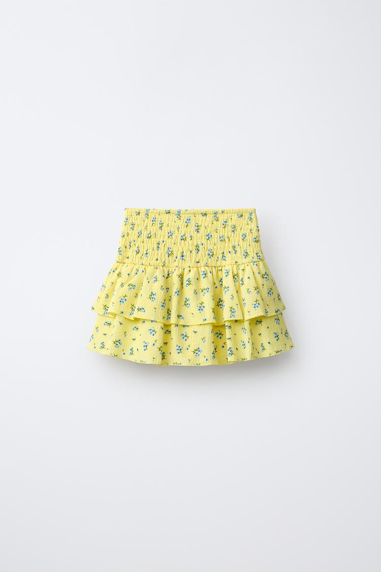 Falda short con volantes floral 2