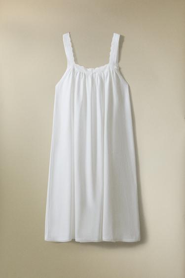 CHEMISE DE NUIT COTON DENTELLE - Blanc de Zara - Image 5