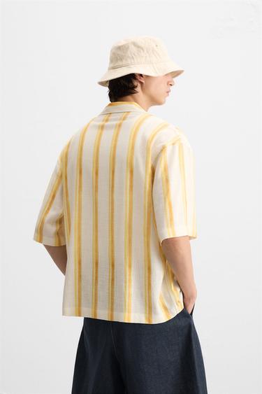 STRIPED VISCOSE-LINEN SHIRT - Ecru/Yellow by Zara - Image 2