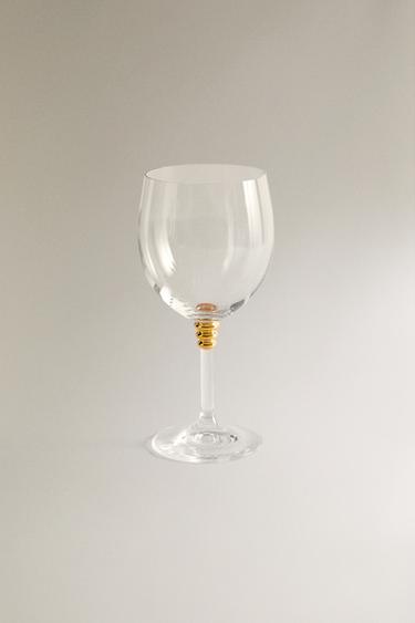 CRYSTALLINE WINE GLASS WITH GOLD DETAIL - Gold by Zara - Image 0