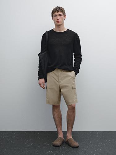 Bermuda cargo mezcla algodón - Arena de Zara - Imagen 0
