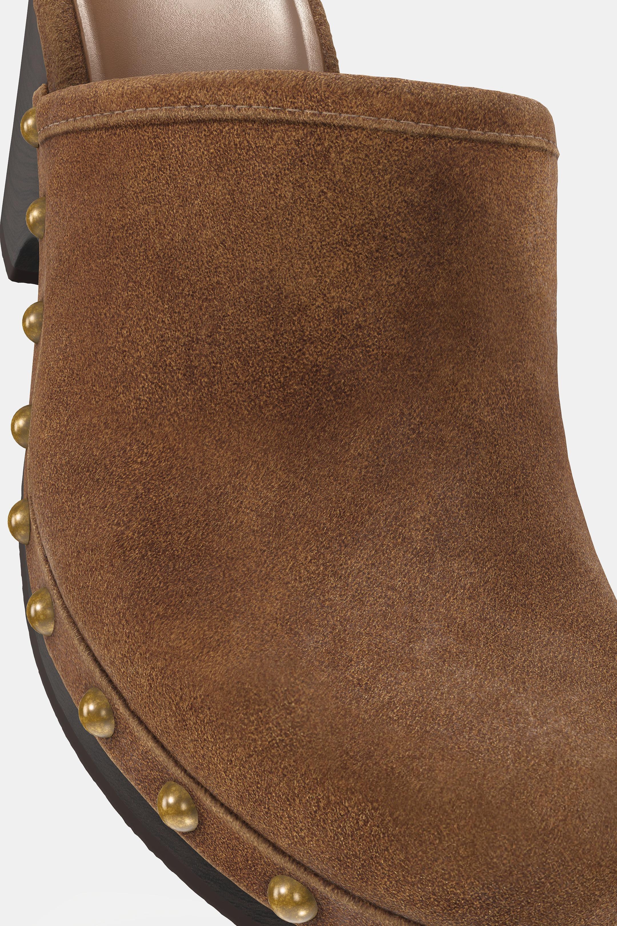 STUDDED SPLIT SUEDE CLOGS - Dark tan by Zara
