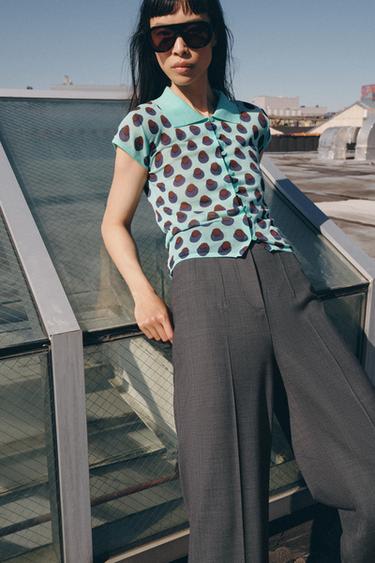 JACQUARD KNIT POLO SHIRT - Light green by Zara - Image 6
