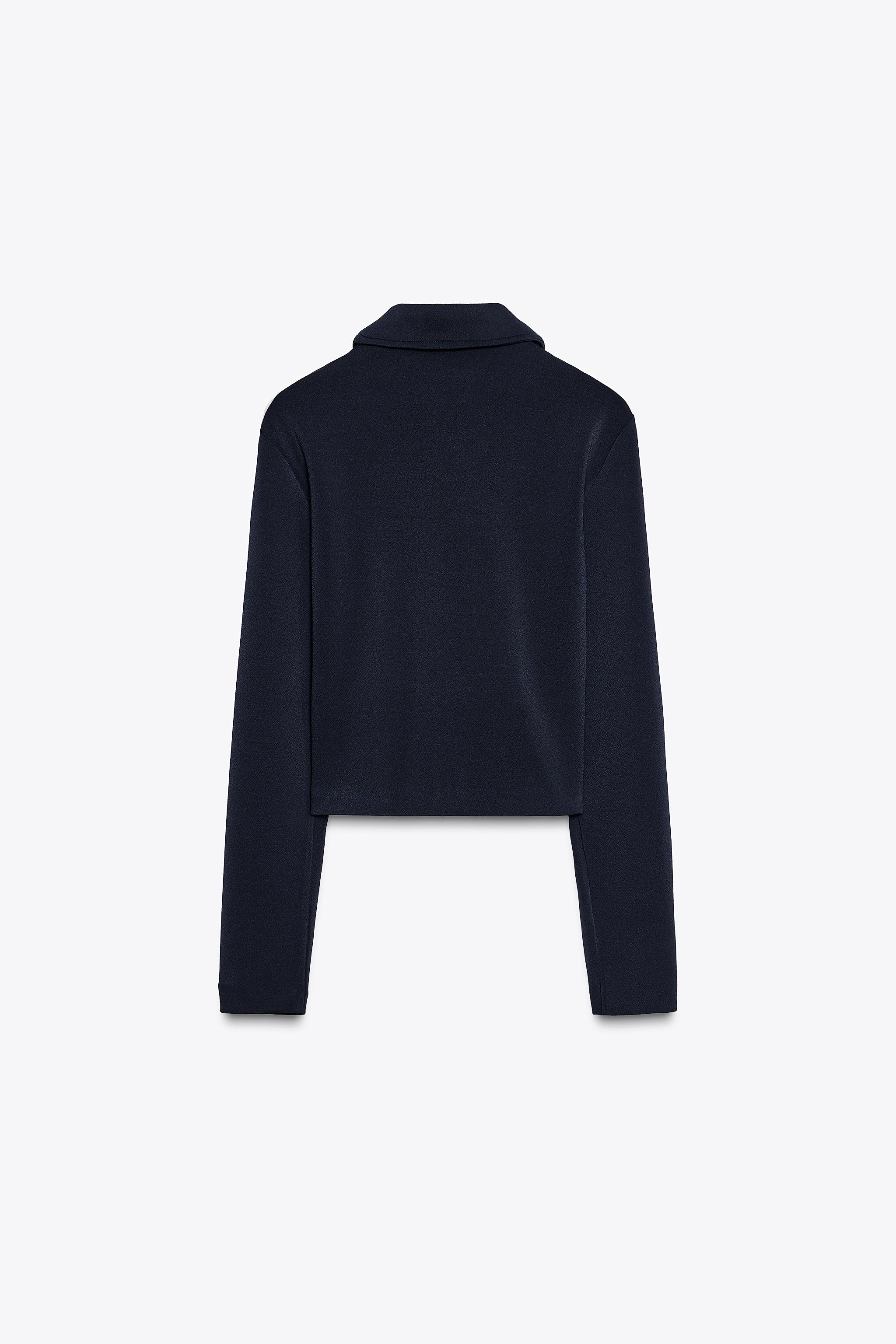★ZARA★ CREPE ZIP-UP JACKET CREPE ZIP-UP JACKET - Navy blue | ZARA India