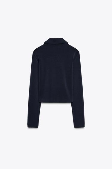 CREPE ZIP-UP JACKET - Navy blue by Zara - Image 4