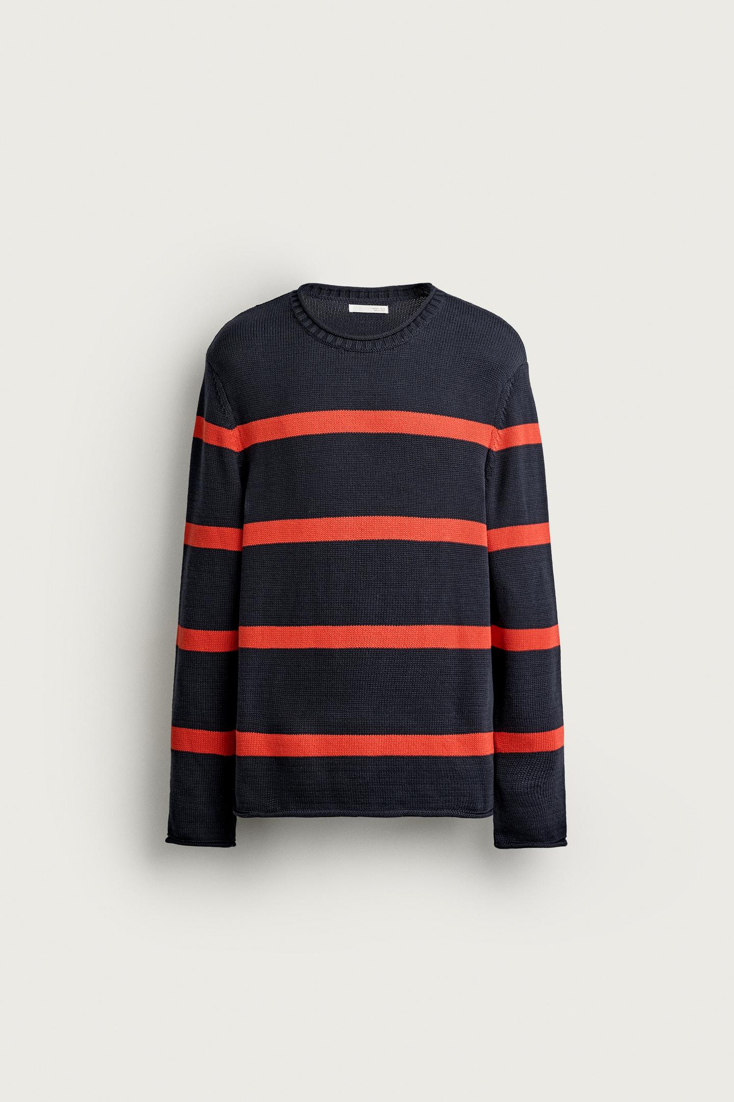 Мужской свитер Zara Striped Relaxed Fit Jumper, цвет: Полосатый — фото 7