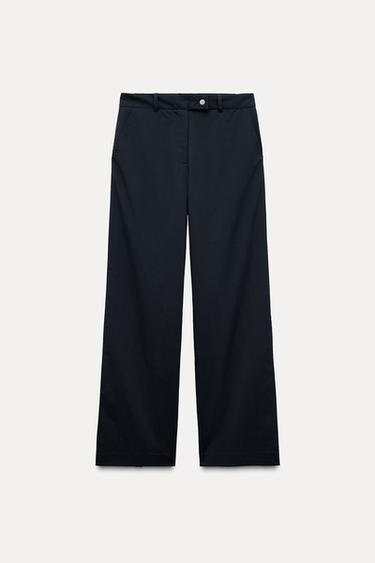 ZW COLLECTION STRAIGHT-FIT TROUSERS - Navy blue by Zara
