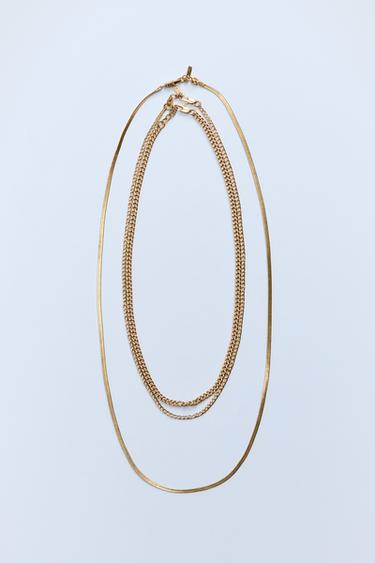 3-PACK CHAIN MESH NECKLACES - Golden by Zara