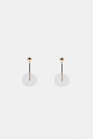 Zara TRANSPARENT ROUND PIECE EARRINGS - 990