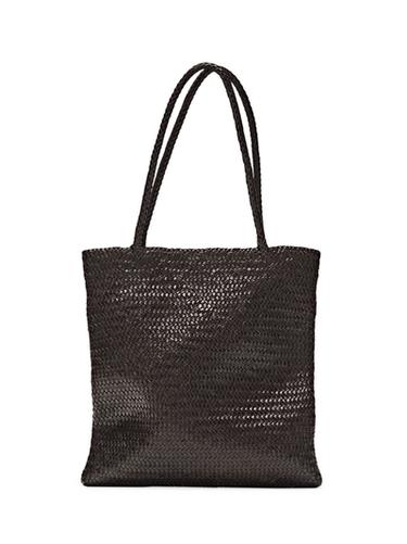 Zara Medium braided nappa leather tote bag - Brown