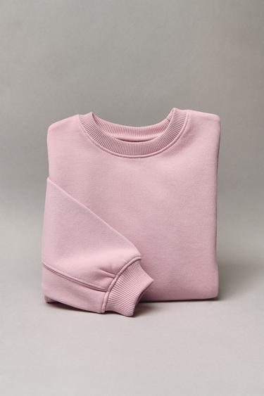 PLAIN HOODIE WITH EMBROIDERED DETAIL - Light pink by Zara