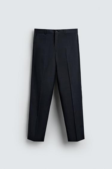 PANTALÓN TRAJE CUADROS - Marino de Zara