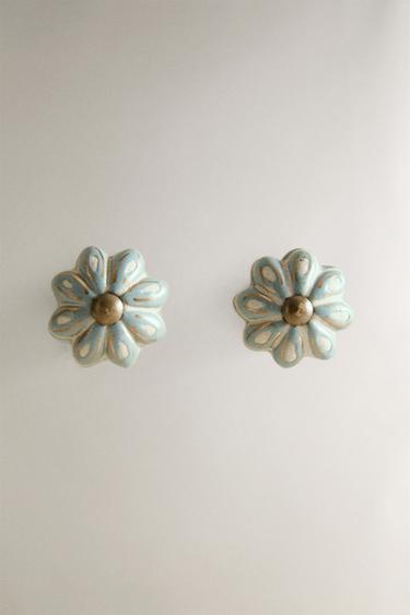 PACK OF CERAMIC FLOWER DOOR KNOBS (PACK OF 2) - Sea green by Zara