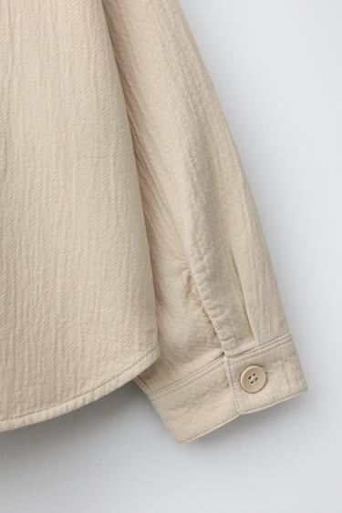SURCHEMISE TEXTURÉE EN COTON ET LIN - Écru de Zara - Image 3