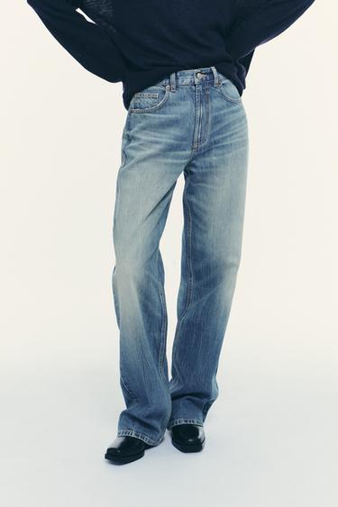 JEAN TRF WIDE LEG TAILLE HAUTE FULL LENGTH - Bleu de Zara