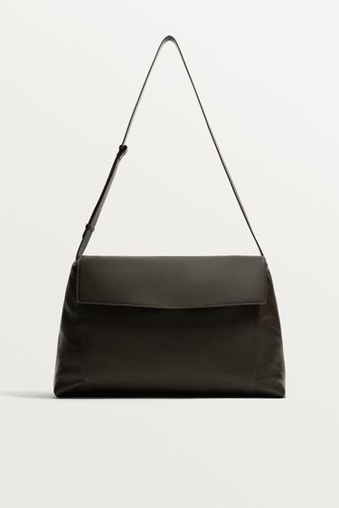 Zara XL KOŽNA TORBA ZA NOŠENJE PREKO RAMENA I TELA LIMITED EDITION – Smeđa