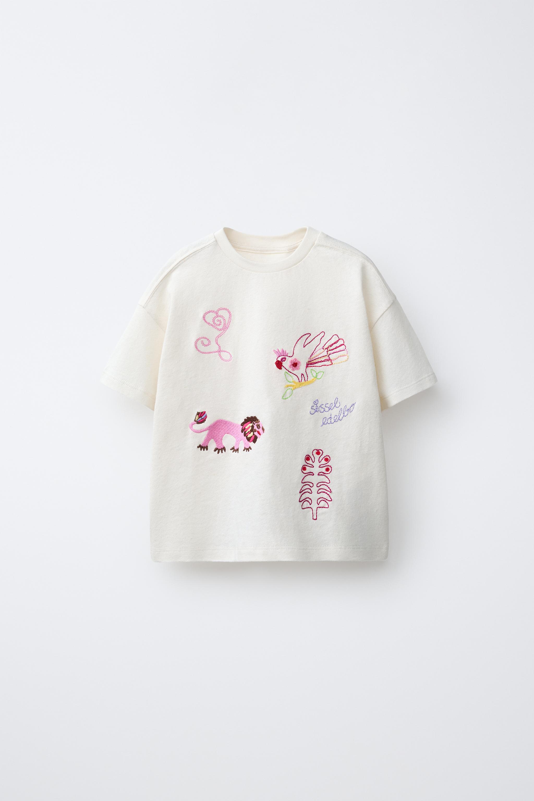 SISSEL EDELBO X ZARA KIDS EMBROIDERED T-SHIRT - Oyster-white