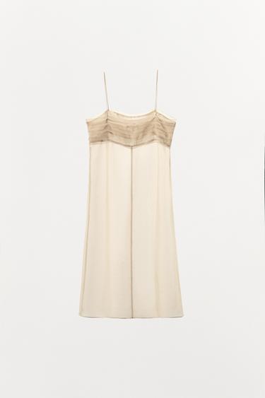 ROBE MI-LONGUE EN TULLE - Doré de Zara - Image 5