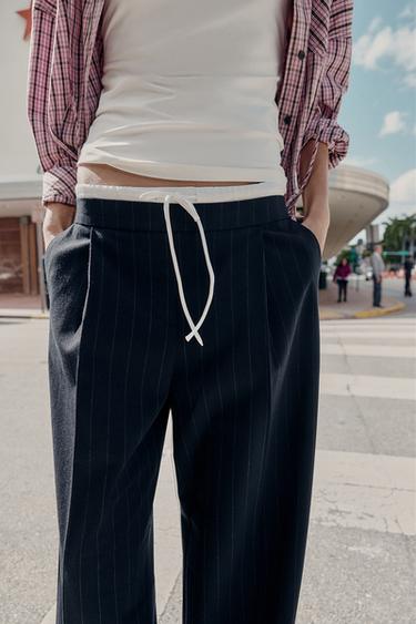 WIDE TROUSERS WITH DOUBLE WAISTBAND - striped by Zara - Image 3