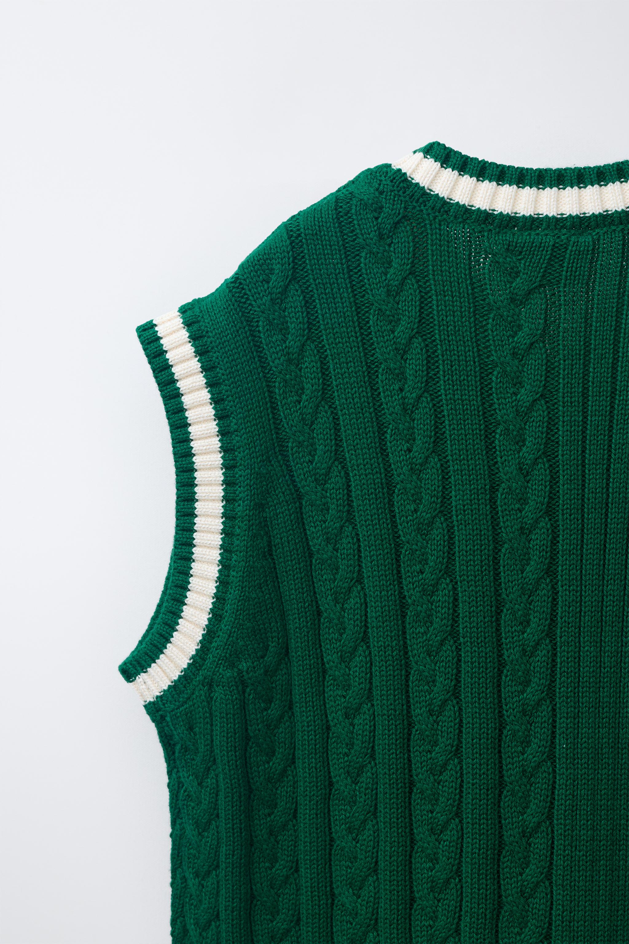 PENN © KNIT VEST - Green / Ecru | ZARA Canada