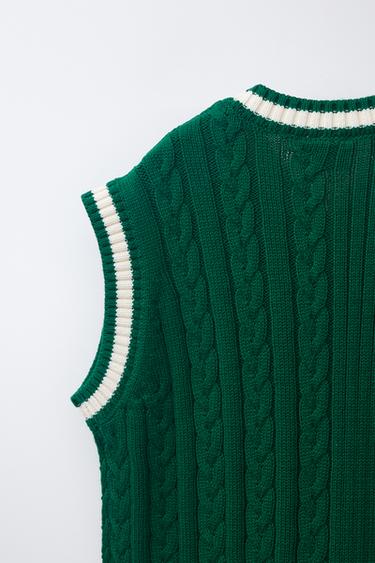 PENN © KNIT WAISTCOAT - Green / Ecru by Zara - Image 3