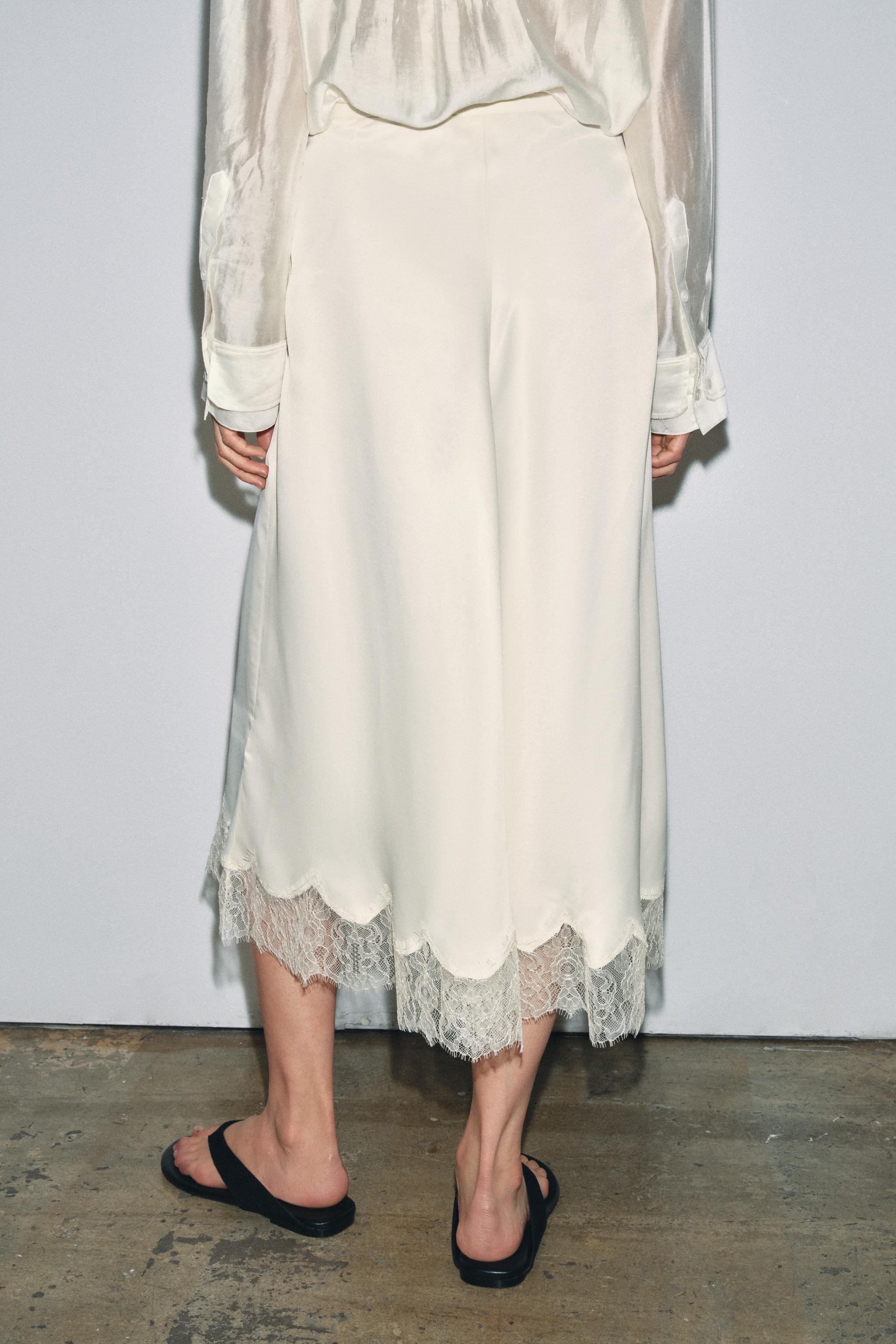 SATIN EFFECT LACE SKIRT ZW COLLECTION - Vanilla | ZARA Canada