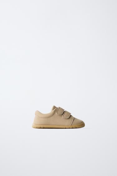 Zara BAREFOOT LEATHER SNEAKERS - Sandy Brown