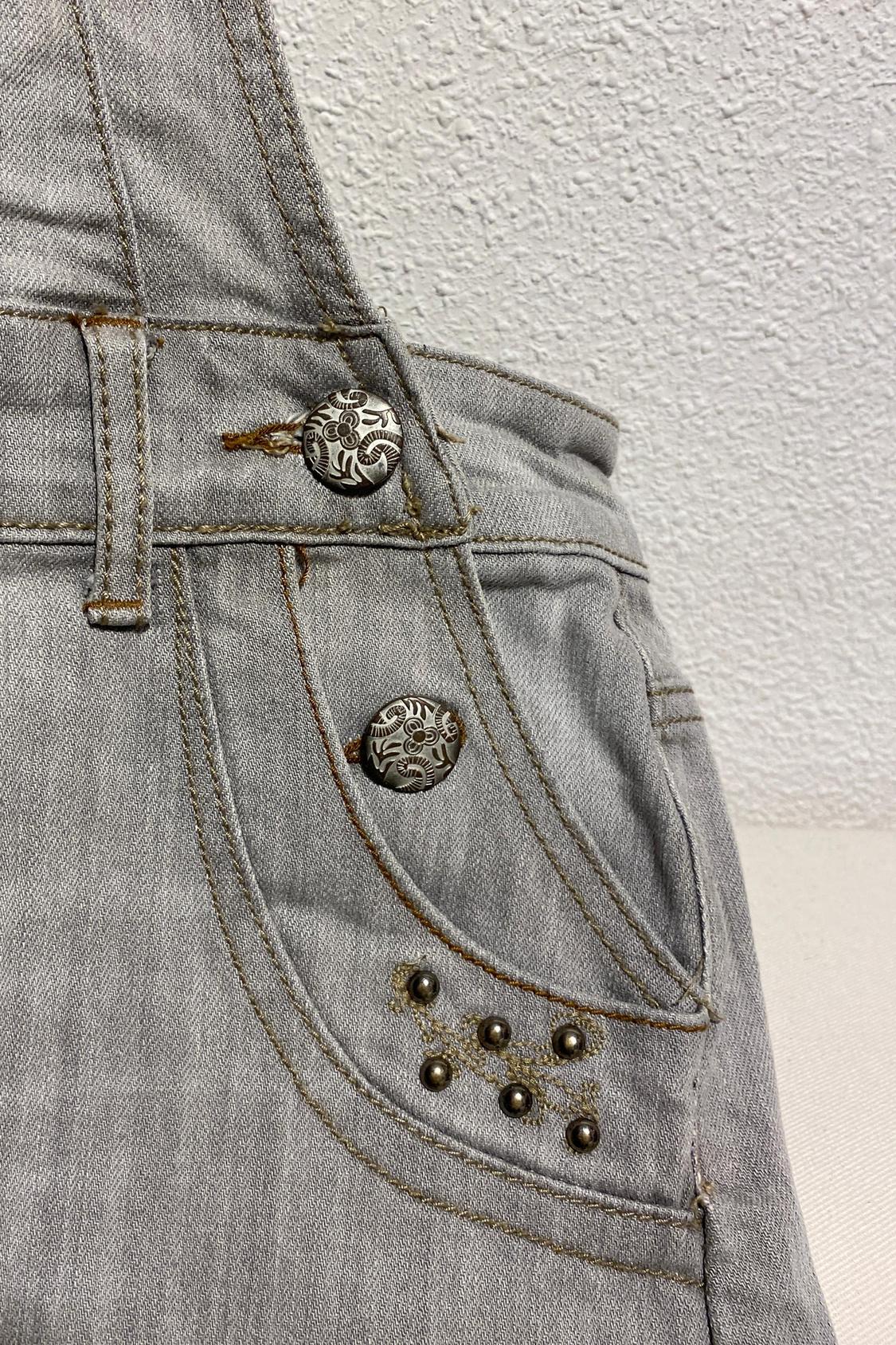 PETO/PICHI DENIM GRIS CON DETALLES Y BORDADOS ZARA KIDS - Image 2
