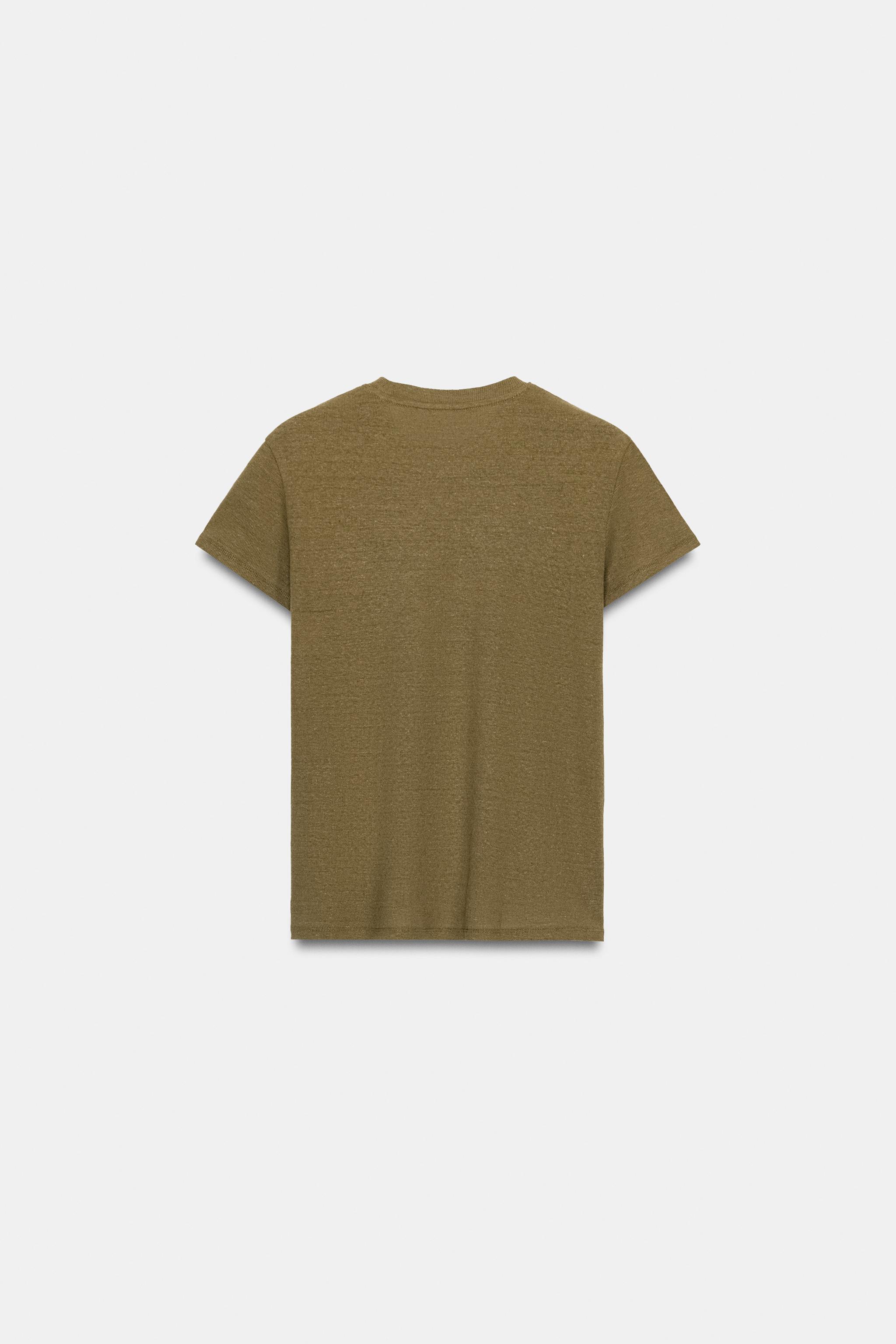 KISA KOLLU KETEN T-SHIRT - Görsel 6