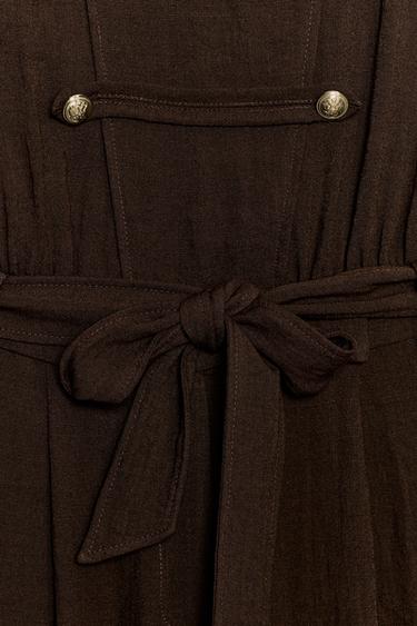 JUMPSUIT WITH FROG FASTENING AND BELT - Brown by Zara - Image 7
