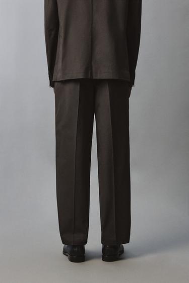 REGULAR FIT COTTON BLEND SUIT TROUSERS - Brown by Zara - Image 2