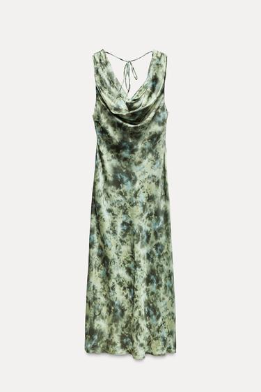 Zaras KLÄNNING I SATIN MED TIE DYE - Flerfärgad