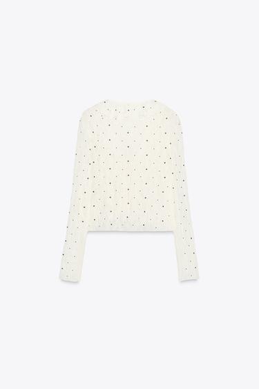 TOP DENTELLE CLOUS - Écru de Zara - Image 6