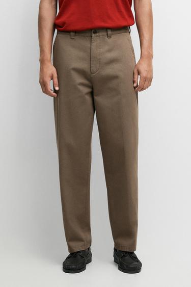 Zara Relaxed fit cotton trousers - Mink