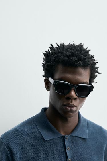 WASHED TEXTURED KNIT POLO SHIRT - Light indigo by Zara - Image 4