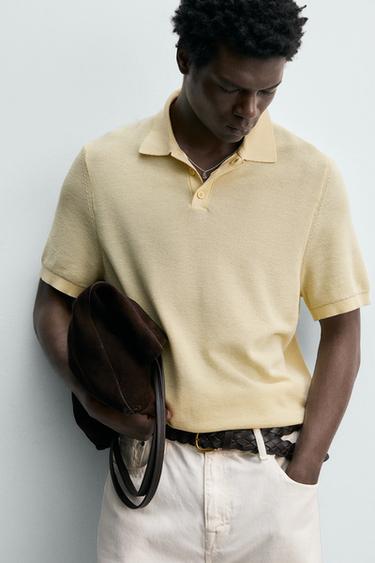 POLO REGULAR FIT EN MAILLE PIQUÉE - Jaune clair de Zara - Image 5
