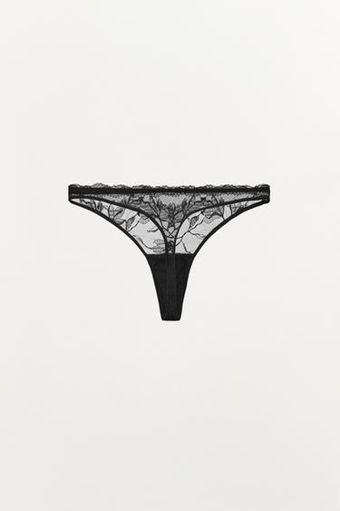 TANGA FLEURS BRODÉES - Noir de Zara - Image 4