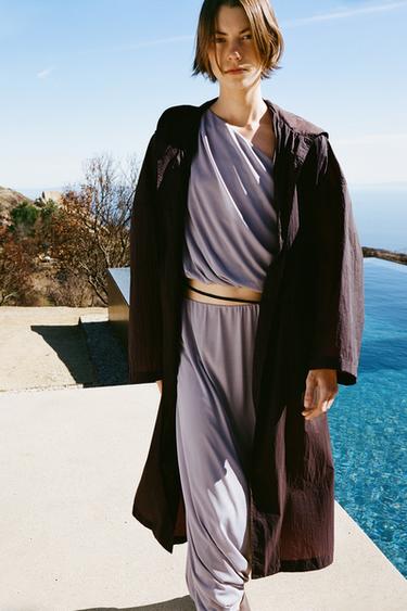WATER-REPELLENT PARACHUTE LONG JACKET - chocolate by Zara