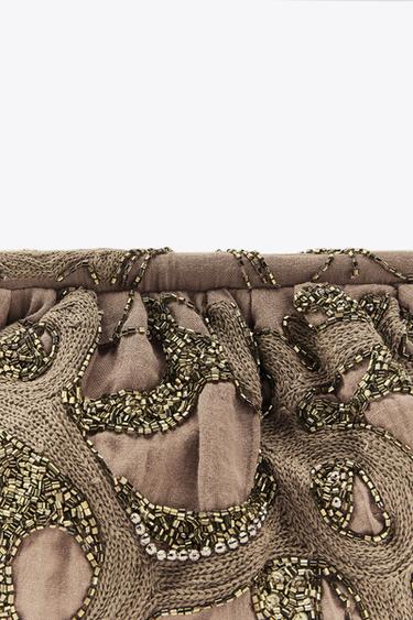 EMBROIDERED BEADED BAG - camel by Zara - Image 2