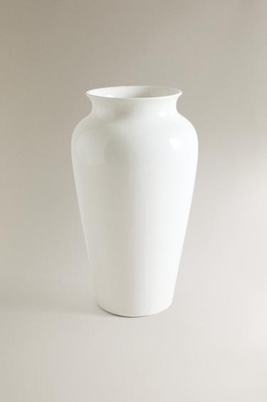 TALL DECORATIVE CERAMIC VASE - White by Zara