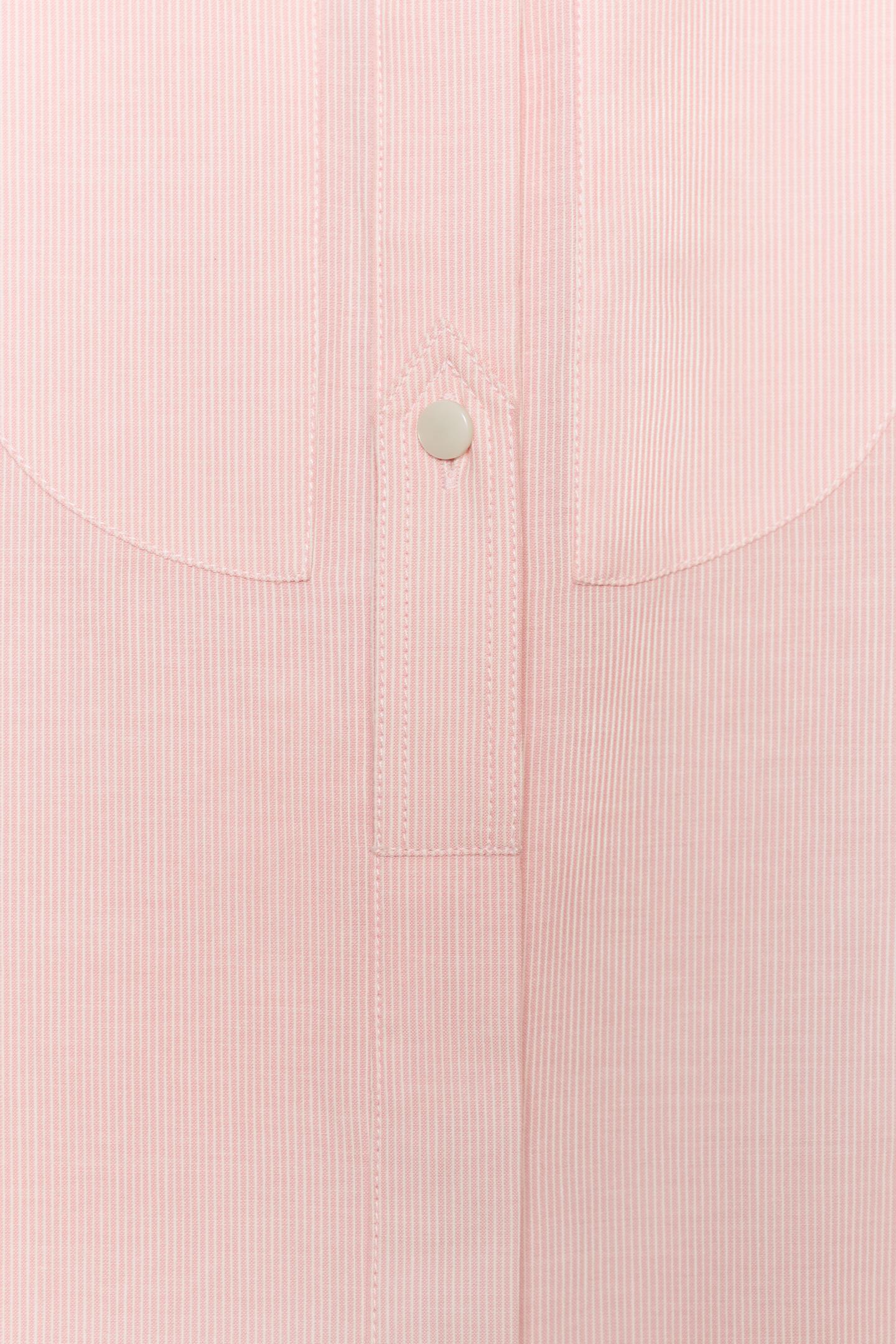 Женская рубашка Zara ZW Collection Striped Bib, цвет: Розовый / Белый — фото 8