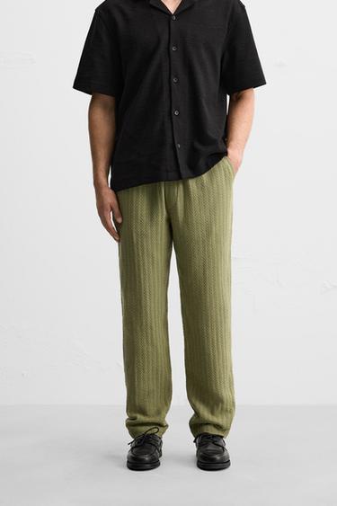 TEXTURED TROUSERS - Moss green by Zara - Image 1