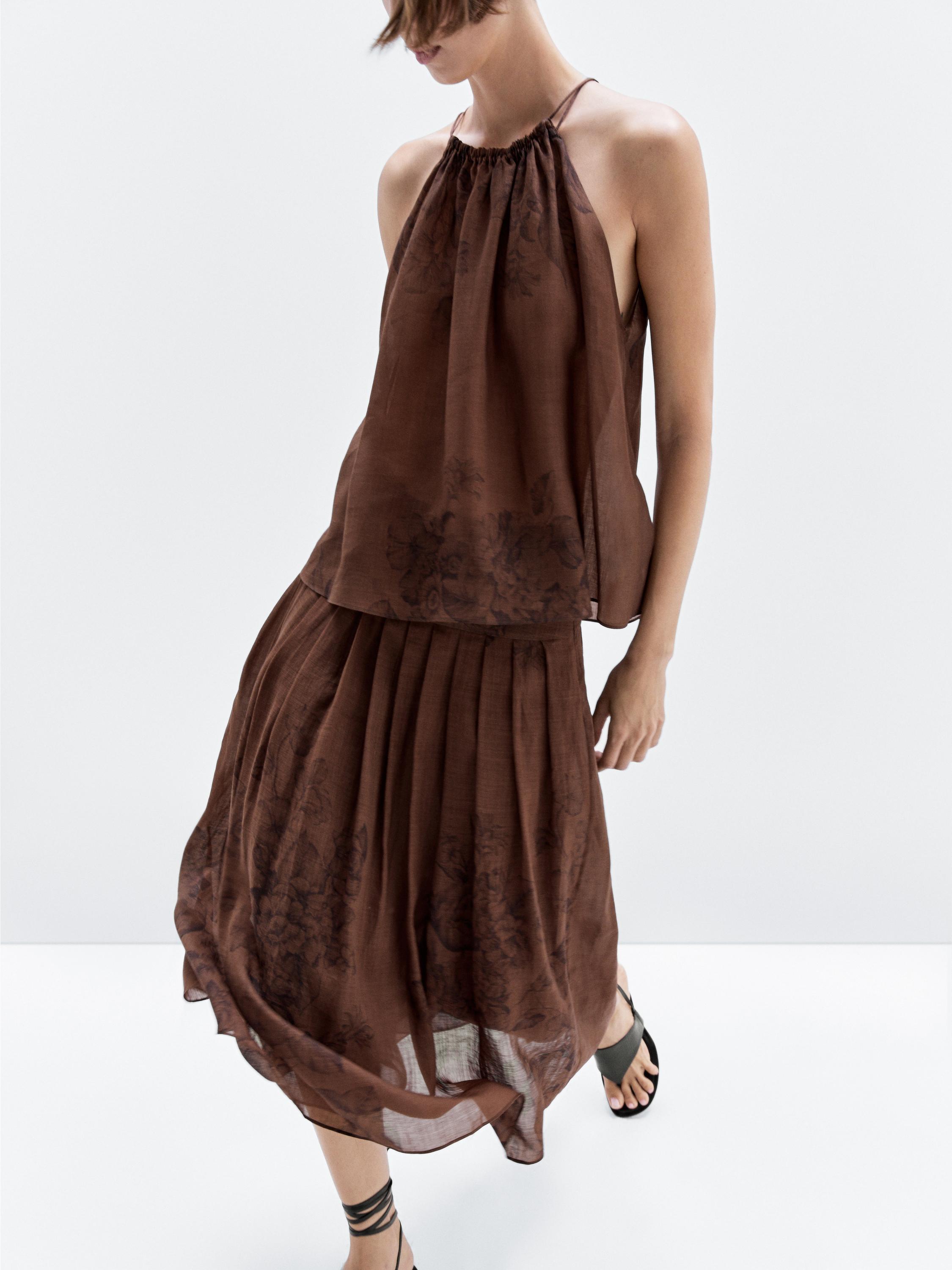 Jupe midi ample imprimé fleurs