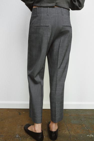 ZW COLLECTION CHECKED STRAIGHT TROUSERS - Grey by Zara - Image 2