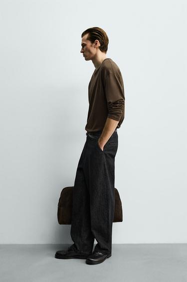 T-SHIRT WITH CONTRAST DOUBLE-LAYER HEMS - Brown by Zara - Image 3