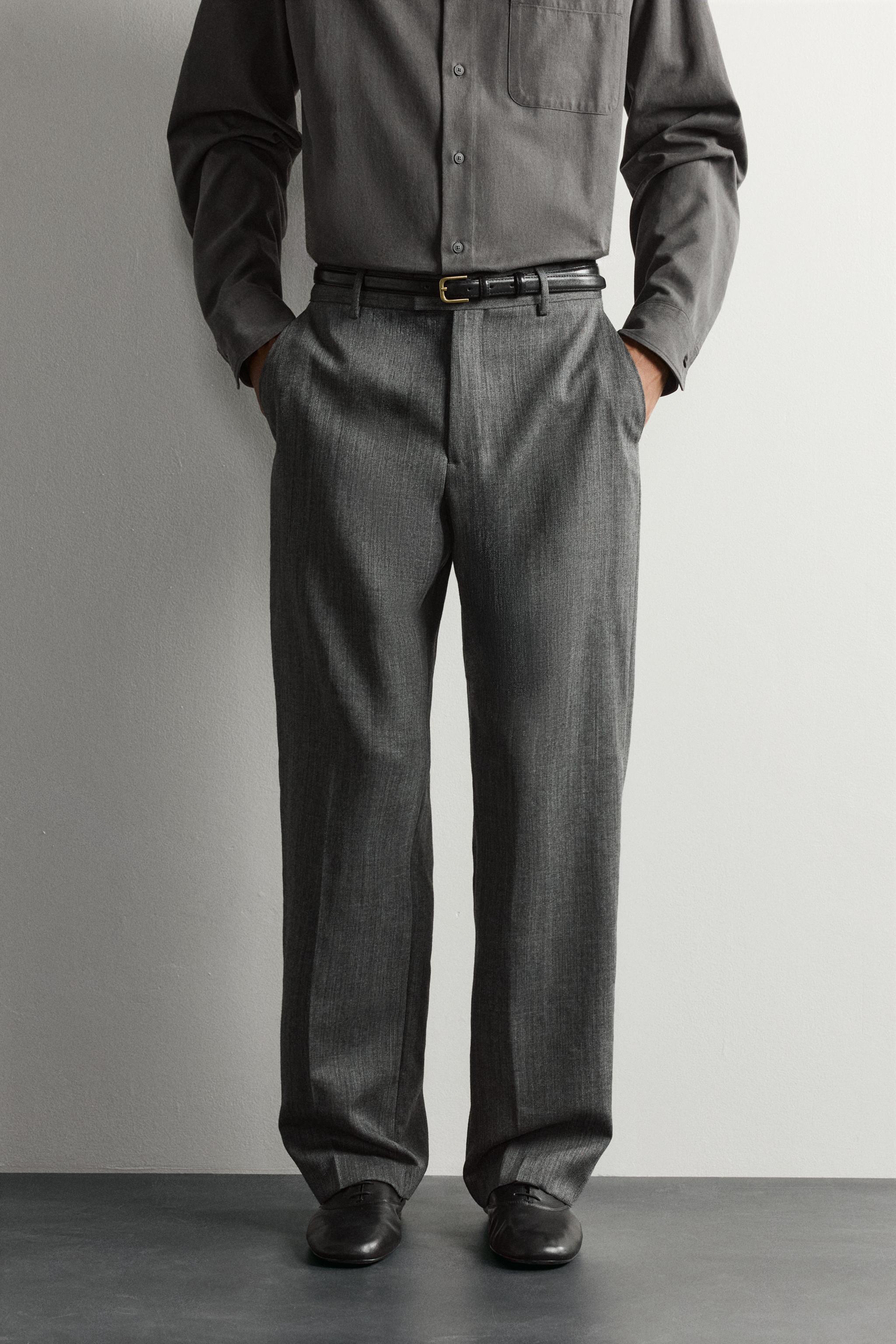 100% WOOL RELAXED FIT SUIT PANTS