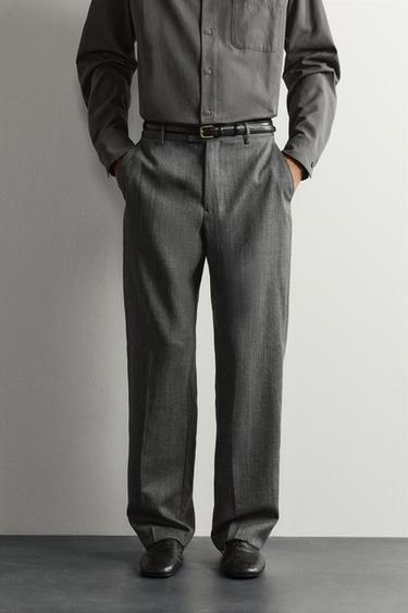 100% WOOL RELAXED FIT SUIT TROUSERS - Anthracite grey by Zara