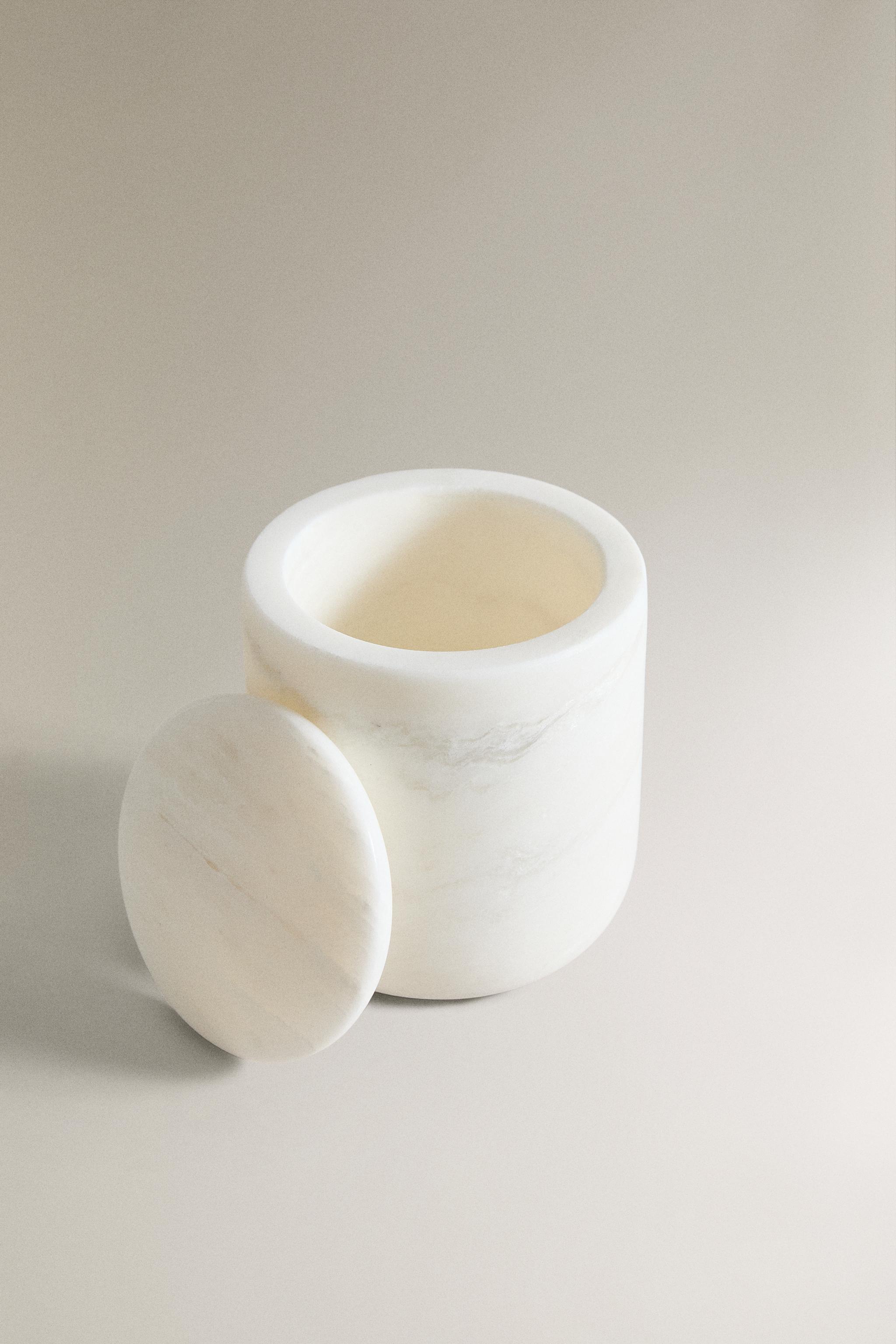 WHITE MARBLE BATHROOM ORGANIZER JAR — white